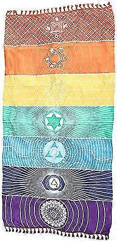 Rainbow Chakra Yoga Mat Sunscreen Shawl Hippy Boho Gypsy