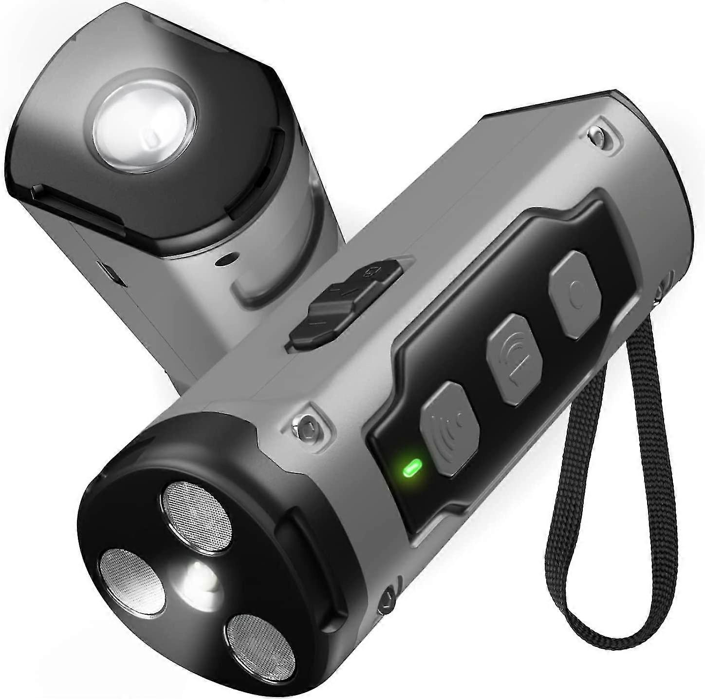 Dog Barking Control Device With Triple Ultrasonic Emitter With 49 Feet Range - Ultrasonic Anti-barking Device With Flashlight (gray)