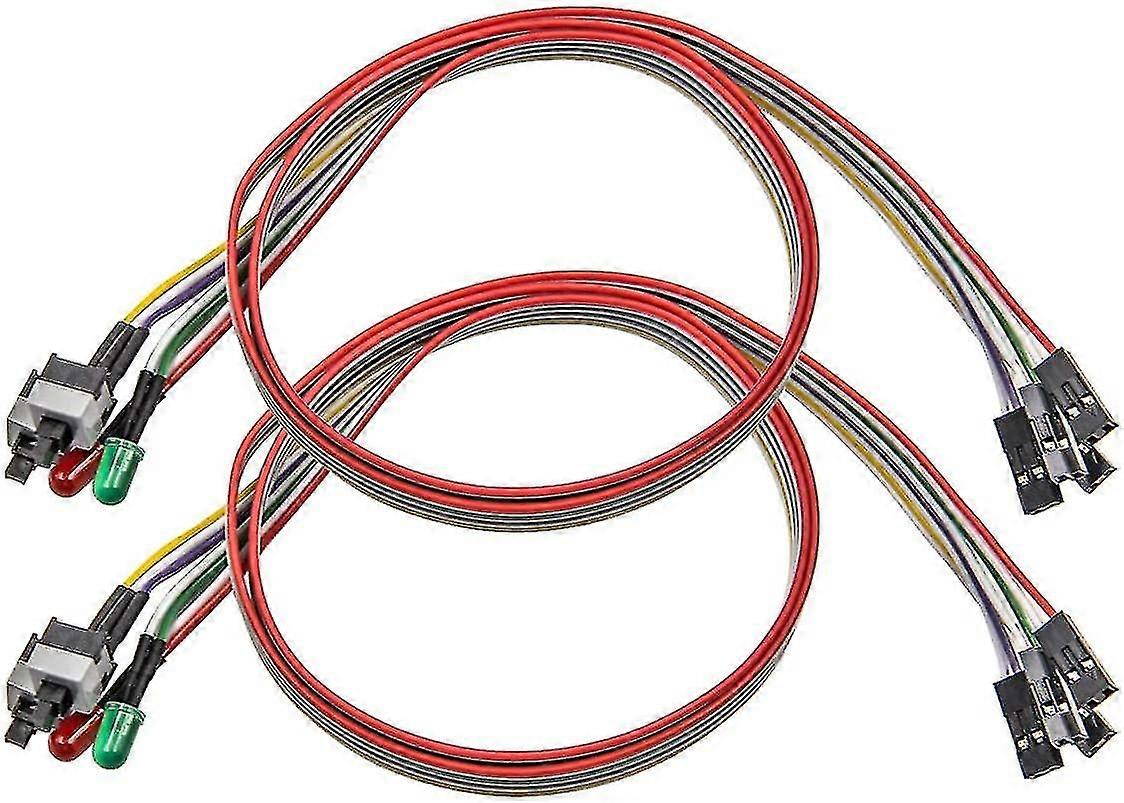 2 Pack Computer Case Atx Power On Off Reset Switch Cable With 2 X Led Light Light Red Green 27-inch Atx Case Front Bezel Wire