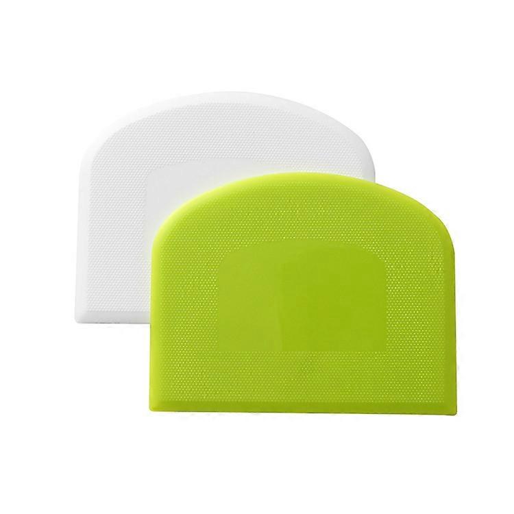 Bench Scraper,Flexible Plastic Multipurpose Kitchen Pastry Cutter,set of 2pcs-white,green