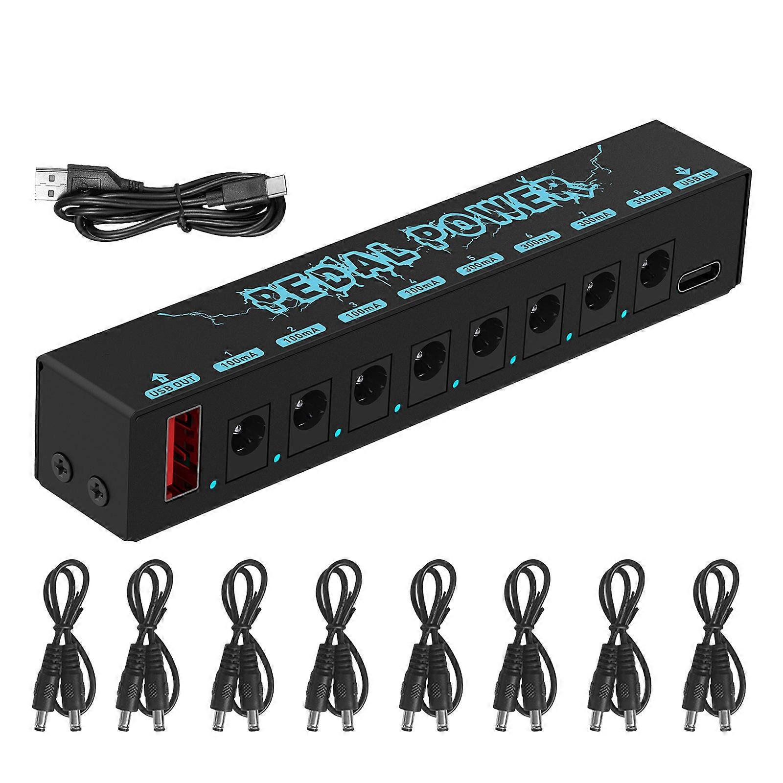 5V Guitar Pedals Power Supply with 8 Way Outputs Portable Durable Pedalboard Power Supply Guitars E