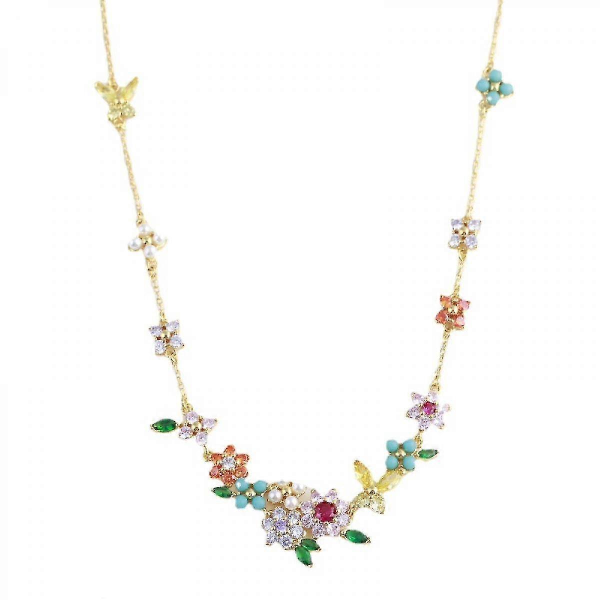 Woven Mixed Multi-colored Bead Flower Illusion Necklace