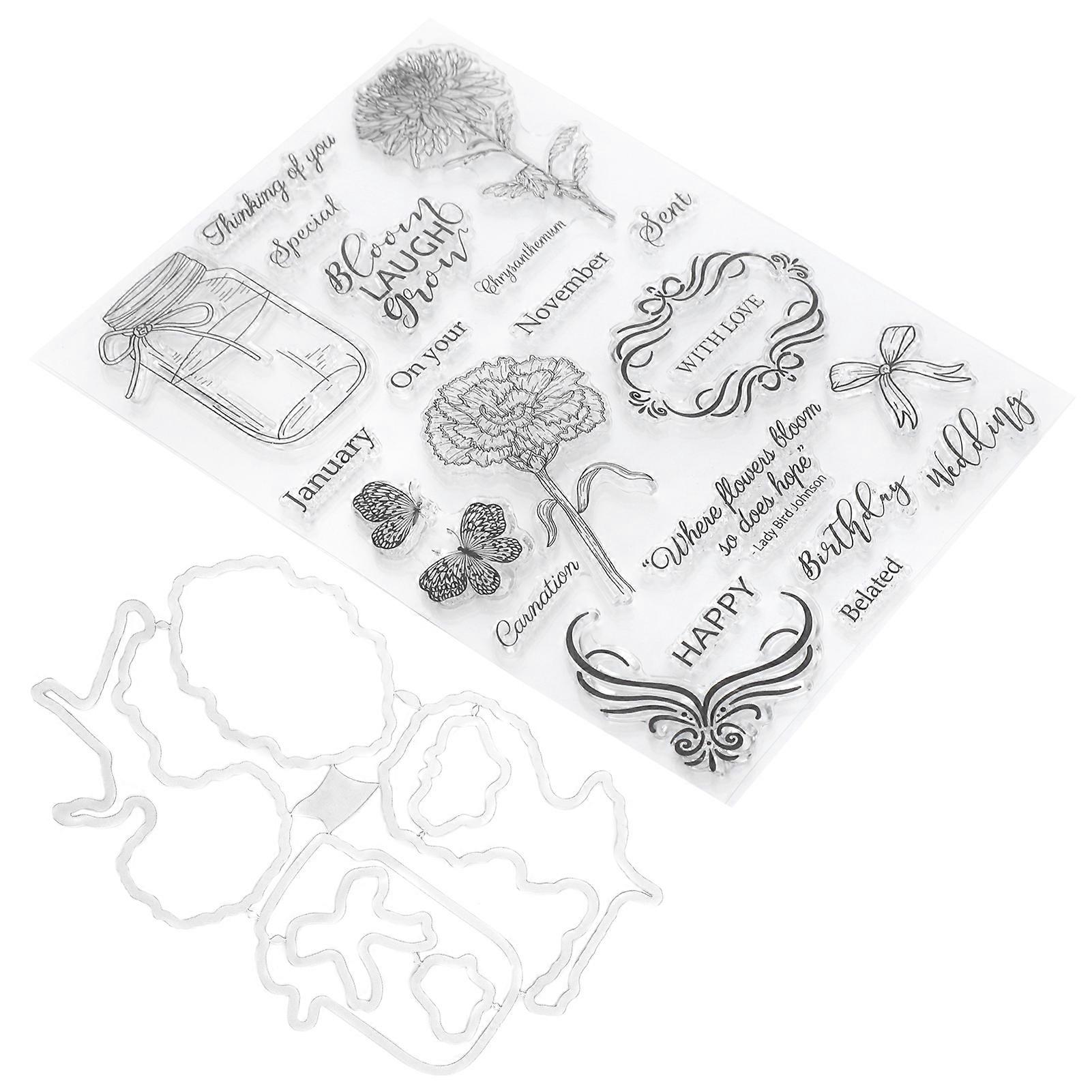 DIY Clear Stamp Transparent Wishing Bottle Flower Pattern DIY HandMade Decoration