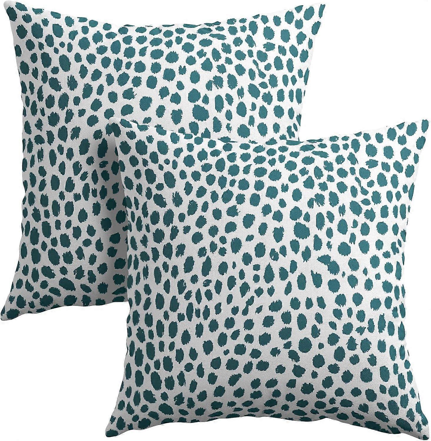 ティールクリーム枕カバー20x20インチ自由奔放に生きるデザインポルカドットスロー枕カバー2つのモダンなブラシストロークプリント枕カバーコットンリネンクッション株式会社のセット