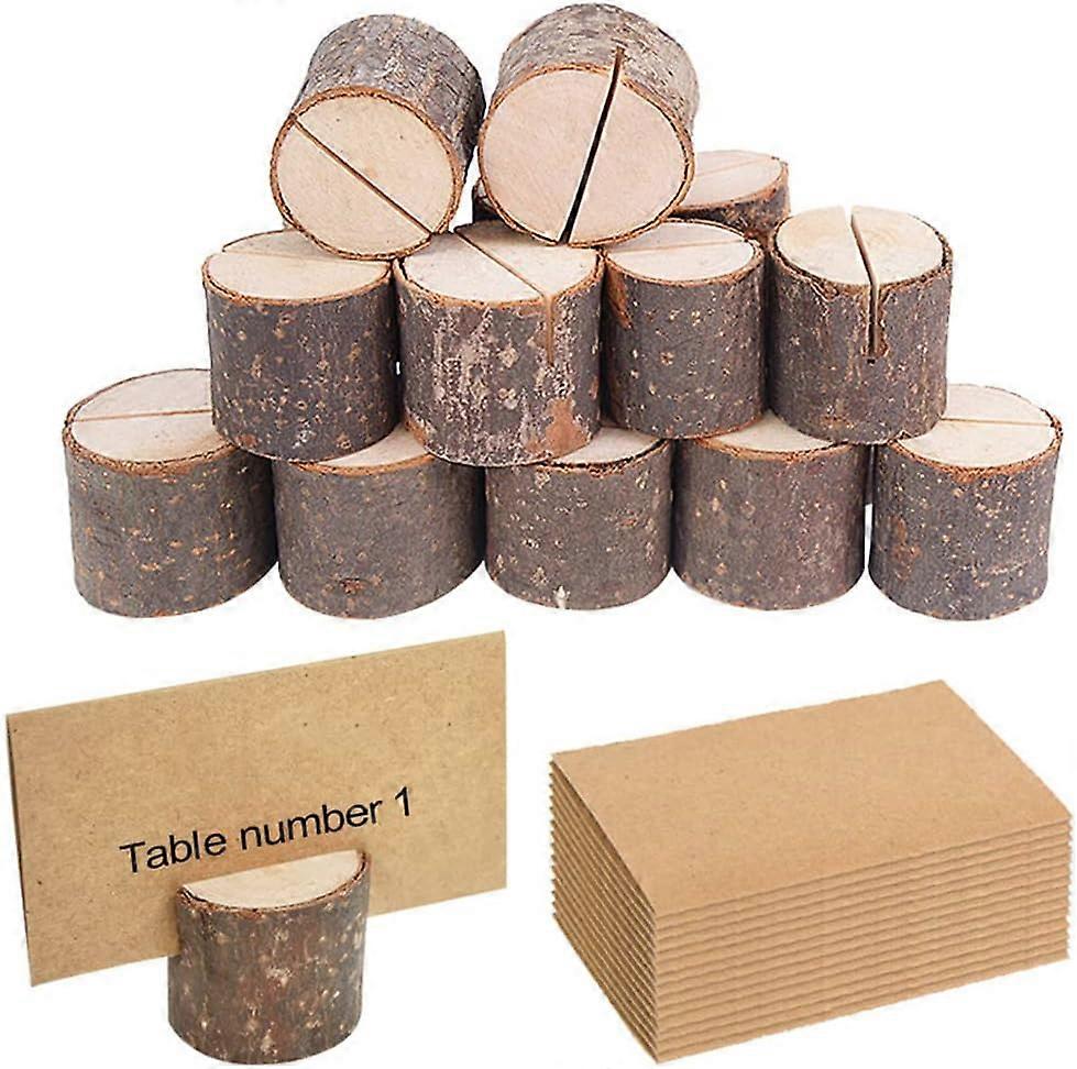 10Pack Wood Place Card Holders, Card Display Stand Table Number Holders Stands Short Wooden Sign Holders Photo Holders for Party Table Name and More w