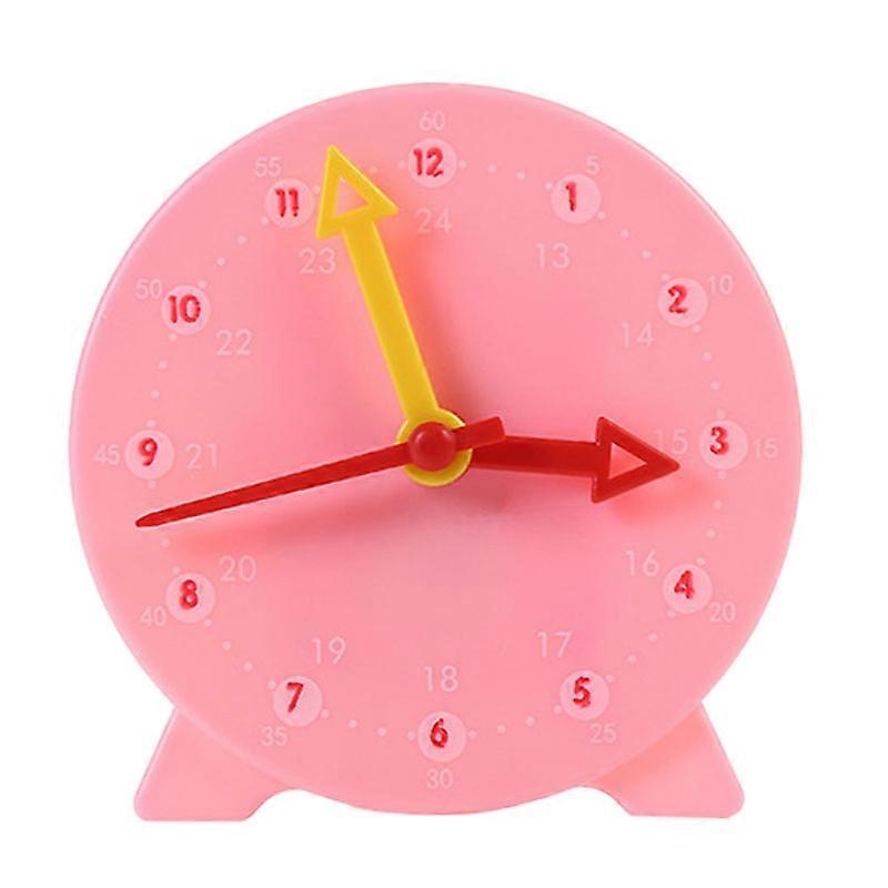 Clock Teaching Aid Learning Model Toy Students Kids Cognitive Time Tool 3 Pointer Linkage 24 Hour System 10cm Pink