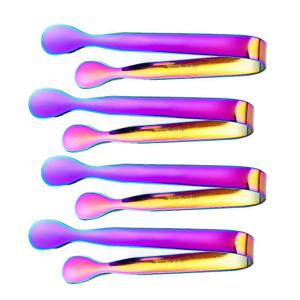 Mini Serving Tongs, Sugar Cube Tongs Stainless Steel Appetizer Tongs, Set of 4, Style 7
