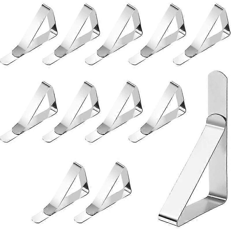 Tablecloth Clips, Adjustable Stainless Steel Table Top Tablecloth Clips, 12 Pack