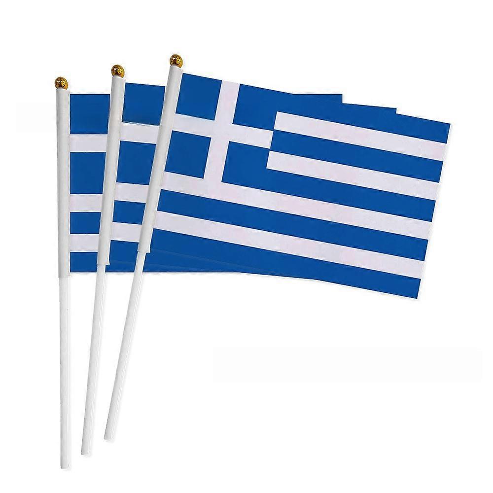 50pc اليونان 2024 كأس أوروبا يلوح باليد العلم الوطني مروحة العلم البوليستر العلم قماش حريري مع قضيب 1421cm