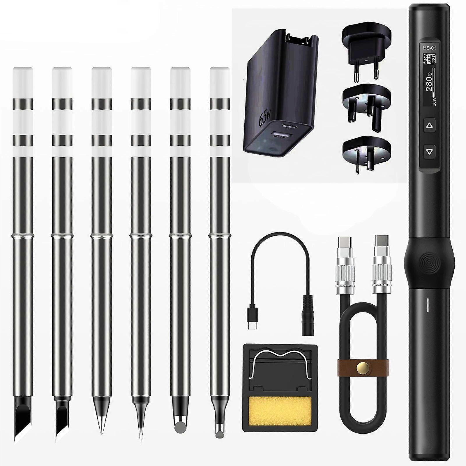 FNIRSI HS-01 ذكية الكهربائية لحام الحديد PD قابل للتعديل درجة حرارة ثابتة الحرارة المحمولة لحام الحديد كيت 65W