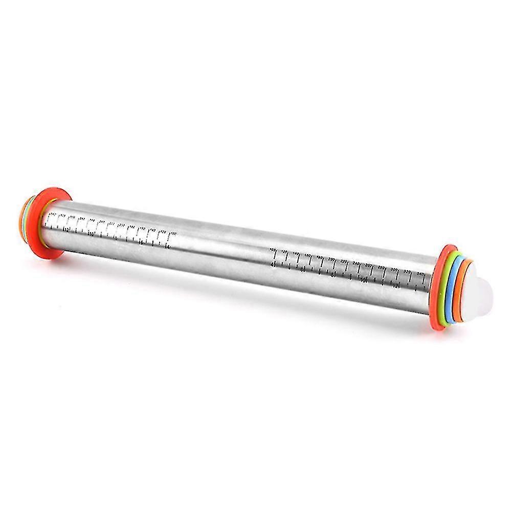 Adjustable Stainless Steel Rolling Pin Dough Roller With 4 Removable Adjustable Thickness Rings