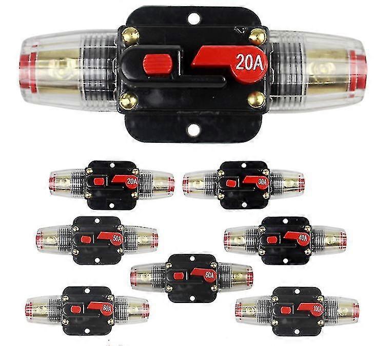 20-100 Amp Auto Circuit Breaker Reset Fuse Holder - Inline Fuse Block for Inverter