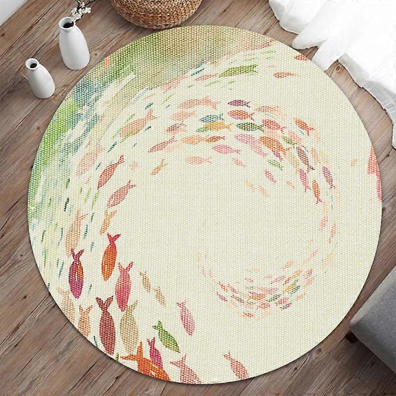 Round Pattern Carpet, Non-Slip Floor Mat Fluffy Rug Behind Sofa Bed Chair for Bedroom Living Room Decoration(15.75 inch)