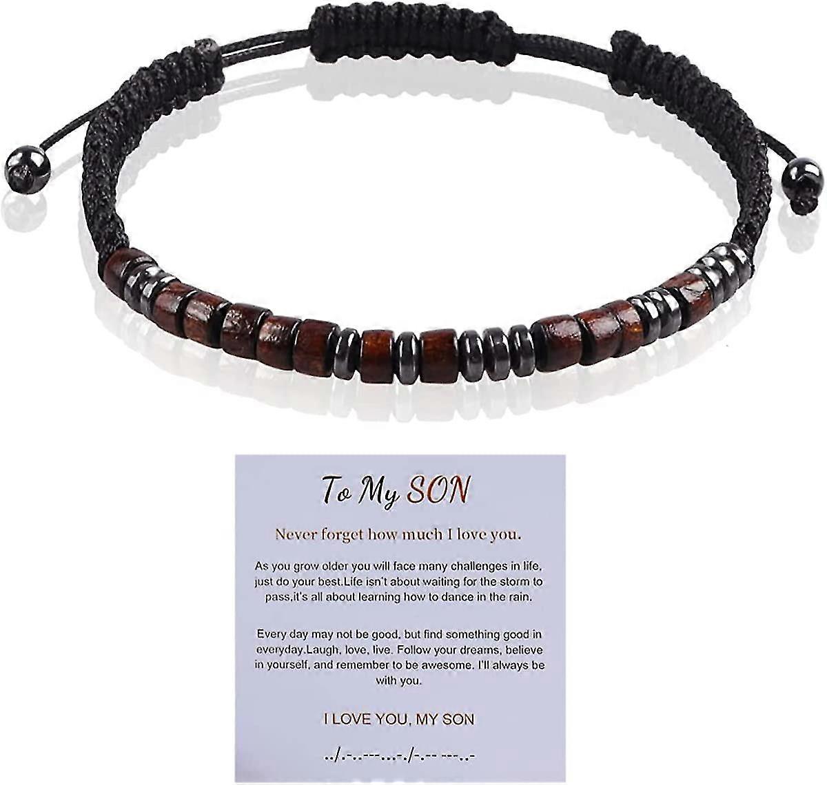 Morse Code Bracelet for Son from Mom - Meaningful Handmade Gift