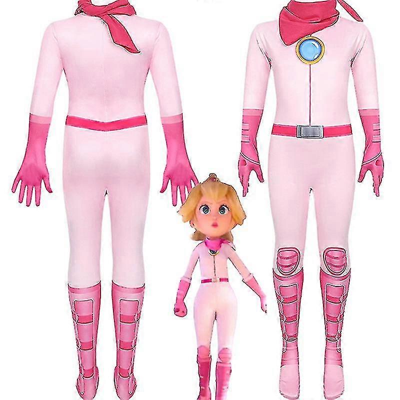 Princess Peach Jumpsuit New Mario Cosplay Costume Child Halloween Carnival Suit