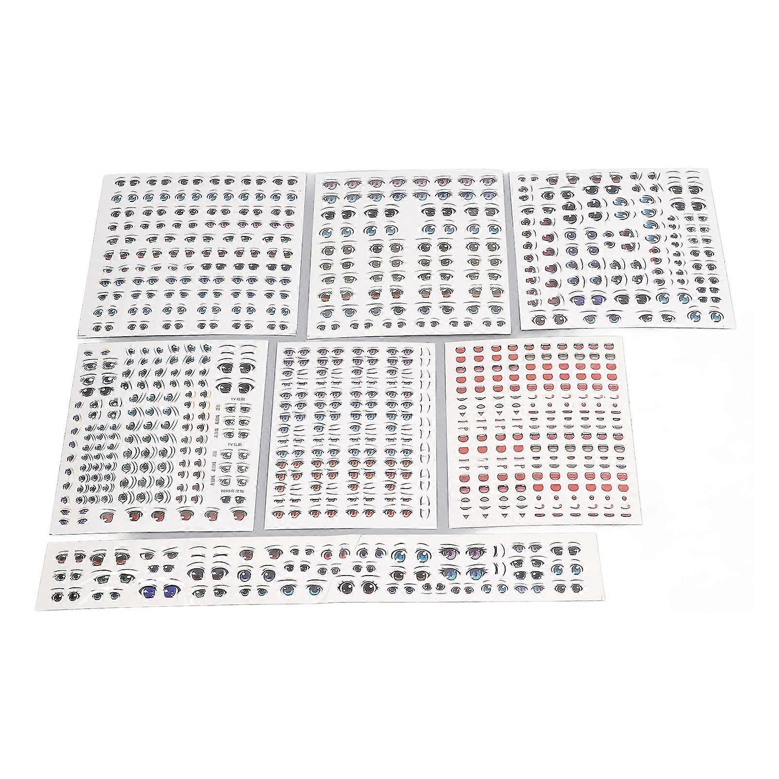 Bright Colors Cartoon Doll Eyes Stickers - 7 Sheets, Easy to Use for DIY Clay Ball Joint Doll