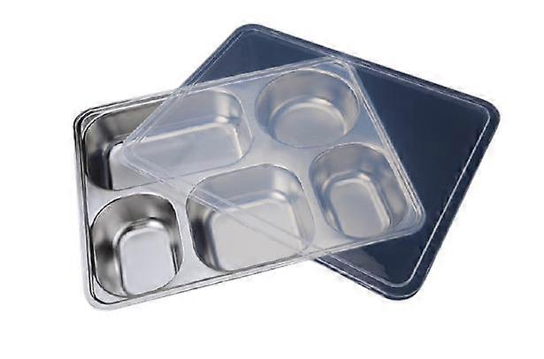 Aprofunde a placa grossa de aço inoxidável com 5 compartimentos e tampa plástica