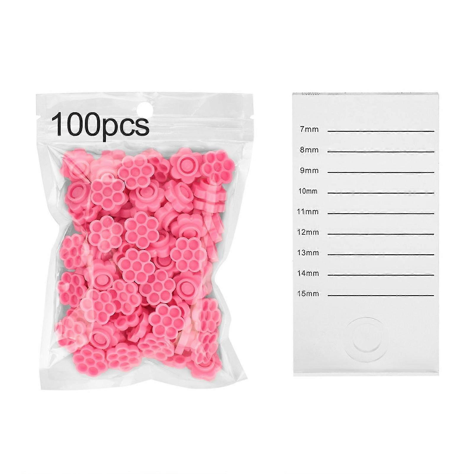 100pcsまつげ接着剤カップ花形遅延乾燥プラスチックグラフト接着剤水滴ステーション美容秦海用