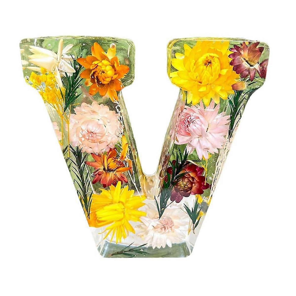 Letters Floral Night Light CreativeDried Flower LED Ambient Lights Resin Letters Lamp Party Table O