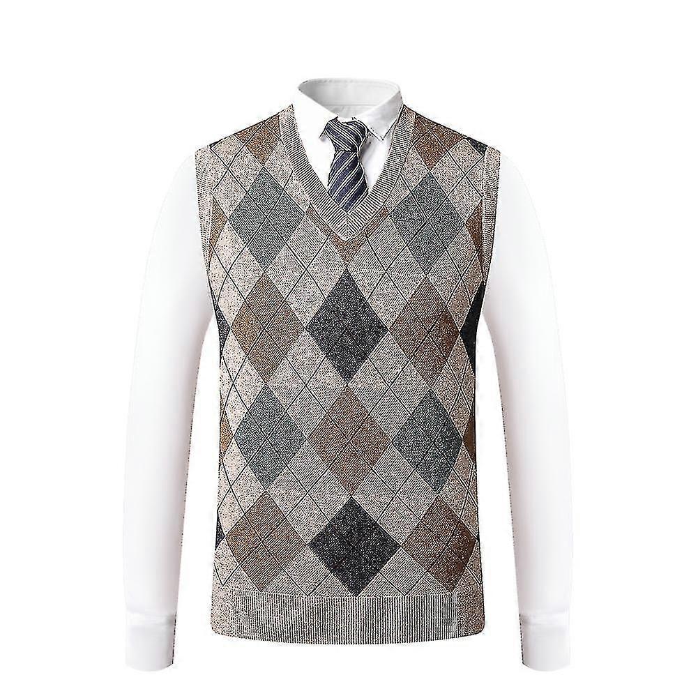 Herren Casual Slim Fit V-Ausschnitt Raute Strickwaren Ärmellose Pullover Pullover Pullover Weste