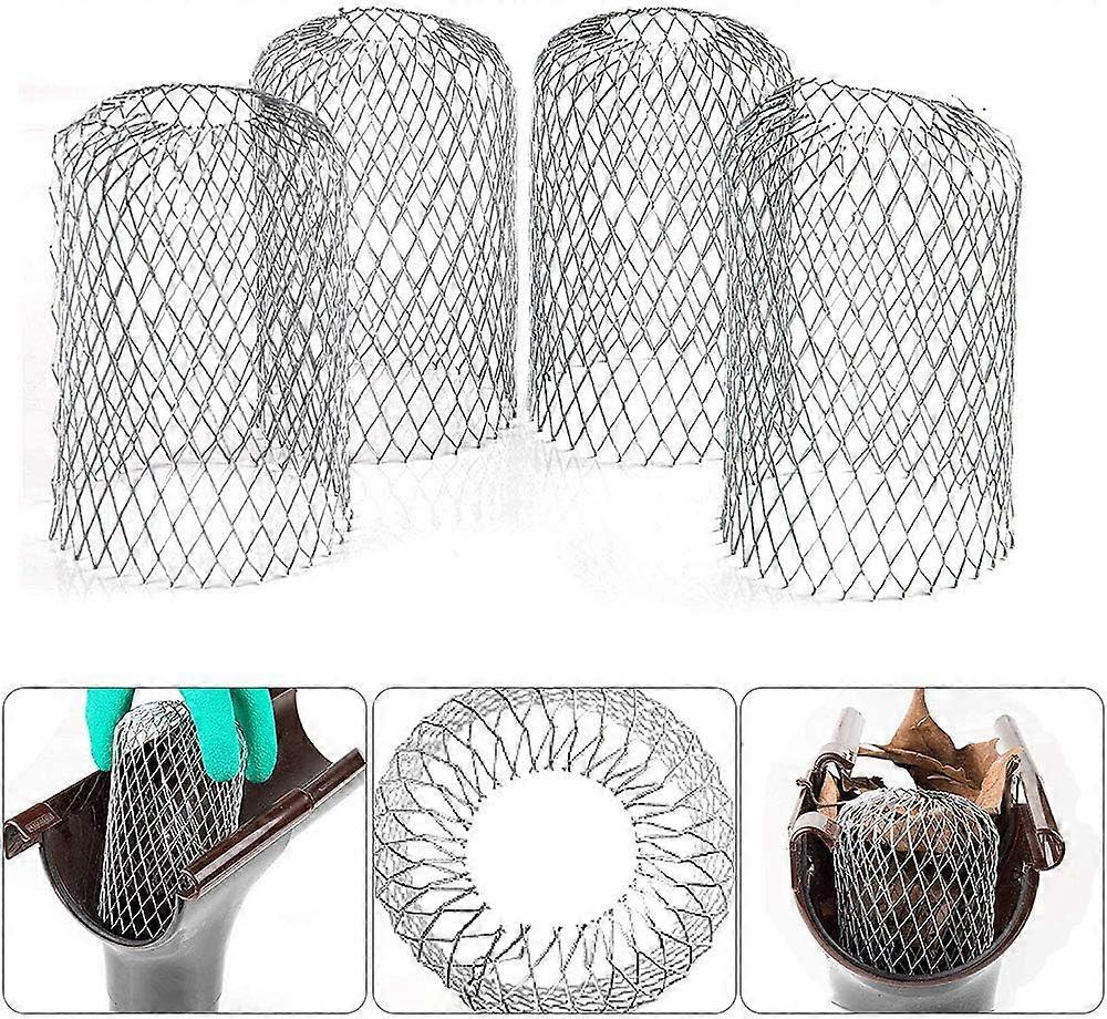 4 Packs Aluminum Filter Strainer Gutter Screen Expand Downspout Protectors Mesh Gutter Leaf Strainer Screen Covers for Stopping Blockage Leaves Debris