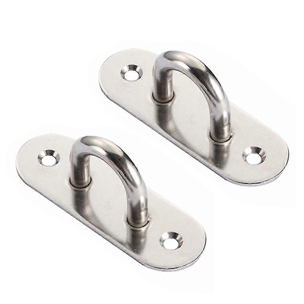 2Pcs Stainless Steel U-shape Pad Eye Plate Wall Mount Hammock Fixed Hook Base Mengxi
