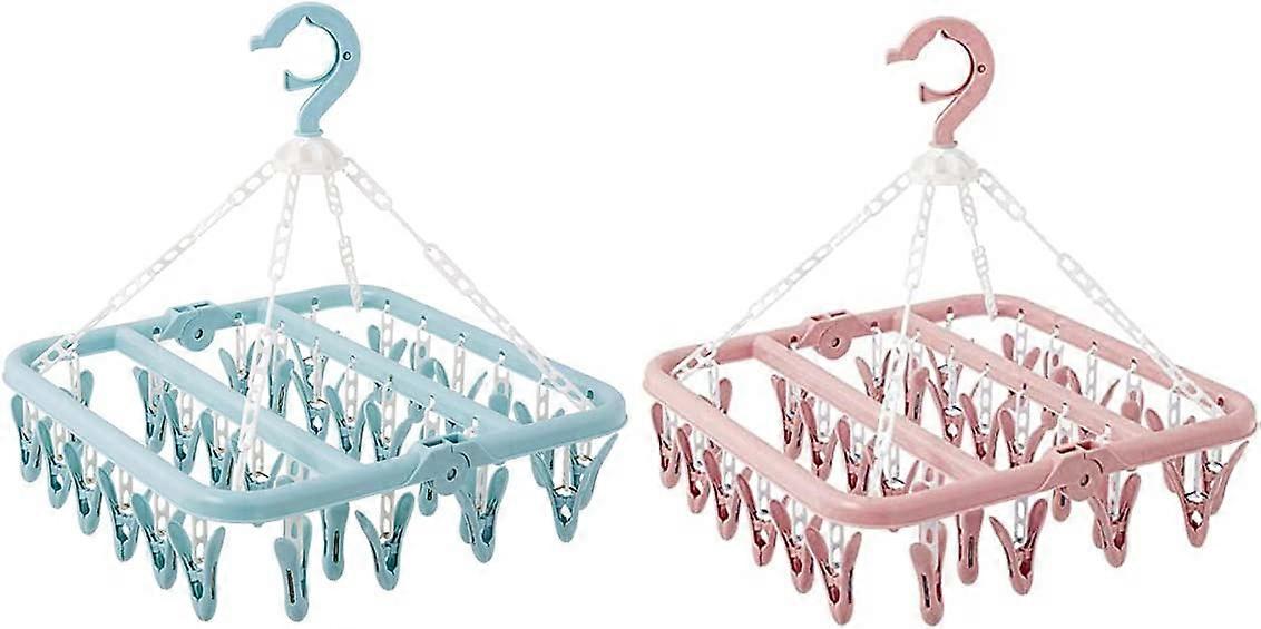 Underwear Hanger with 32 Clips Foldable Laundry Clothespin Drying Rack Windproof Clothespin