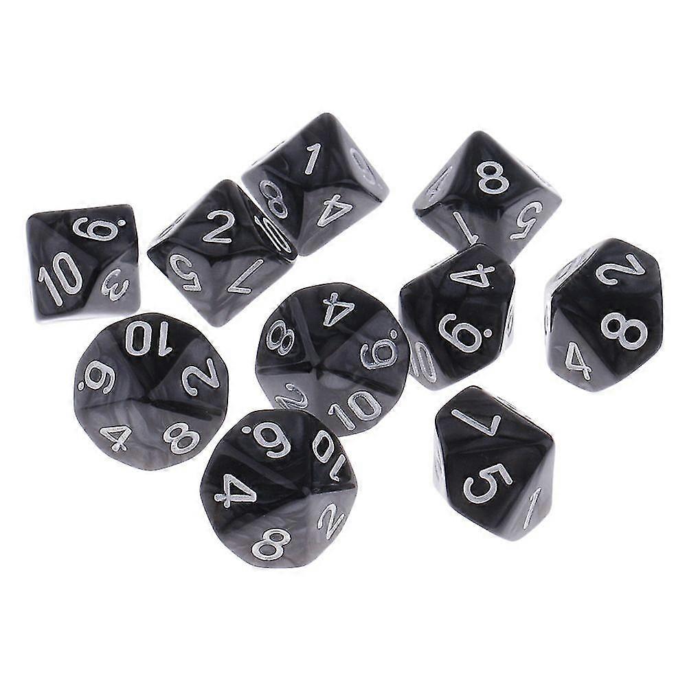 10 Pieces Plastic 10 Sided D10 D10 For Board Game Game Accessory Black