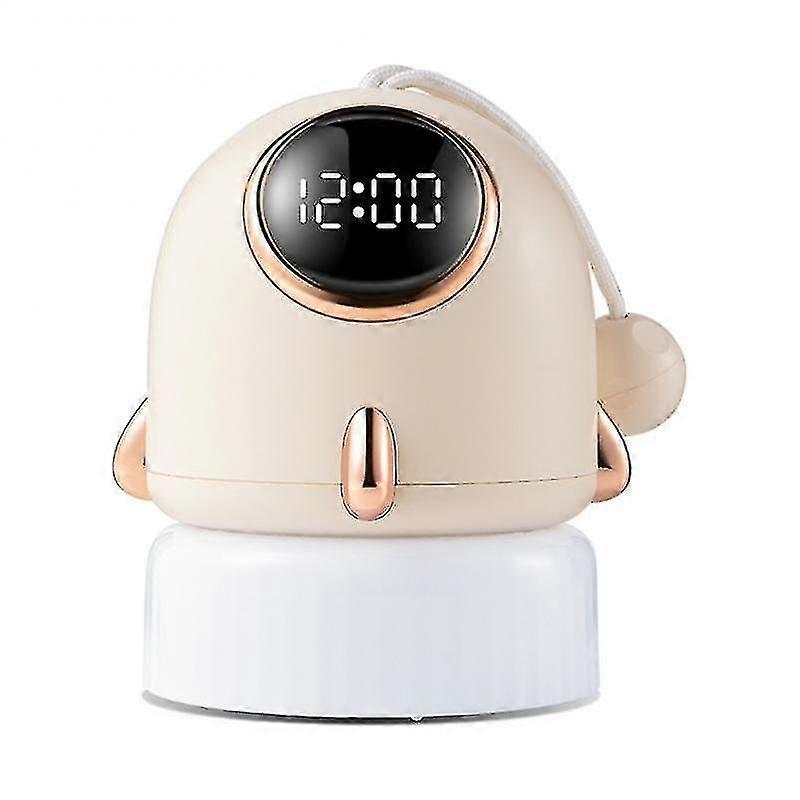 Portable Clock Projector Night Light Rocket Lamp Usb Charging Countdown Projection Lamp Desktop Bedside Led Lamp Beige