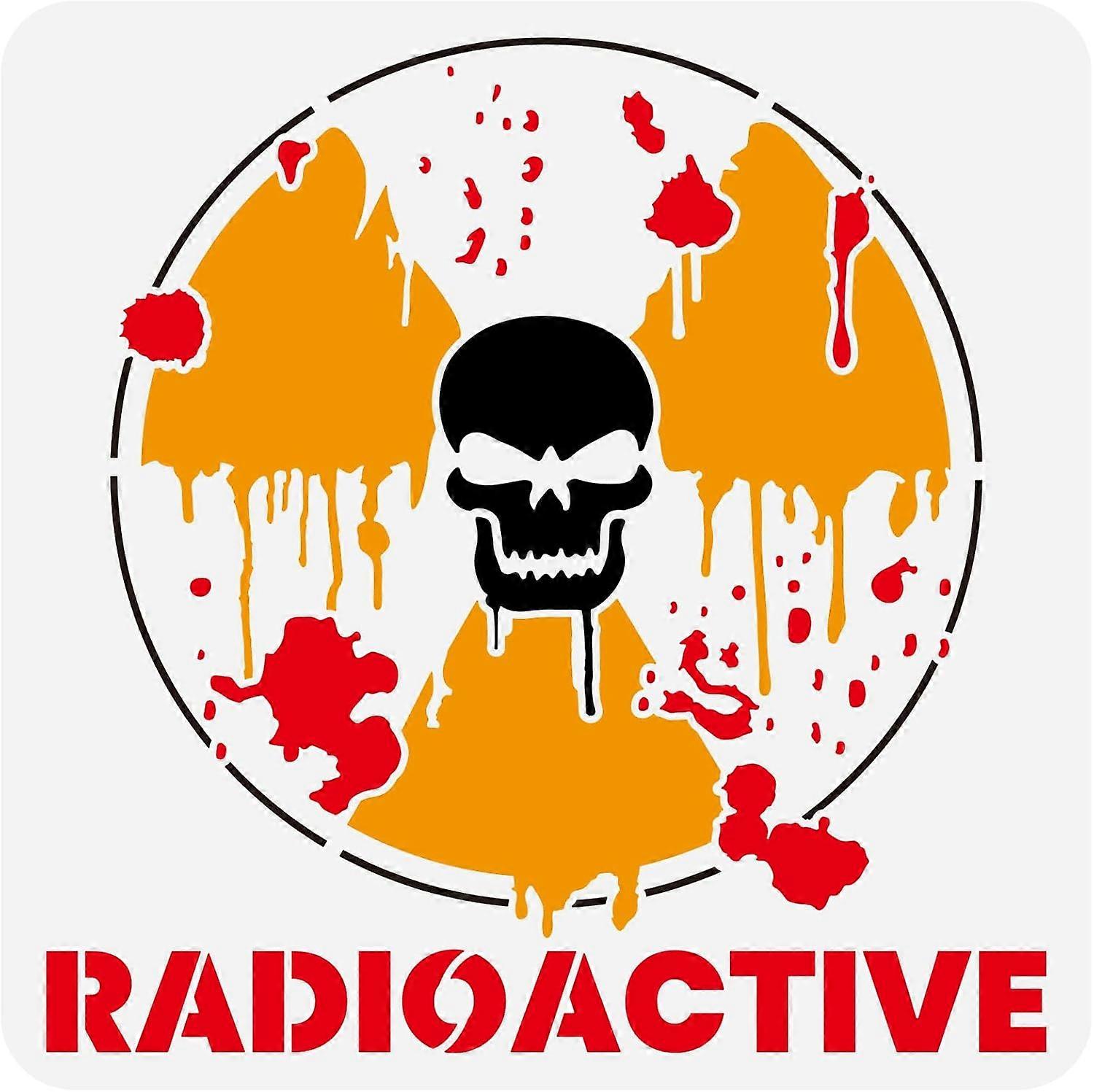 Radioactive Stencil for Painting 11.8x11.8inch Radiation Hazard Warning Stencil Radioactive Sign Stencil Reusable Stencils of a Radioactive Symbol for