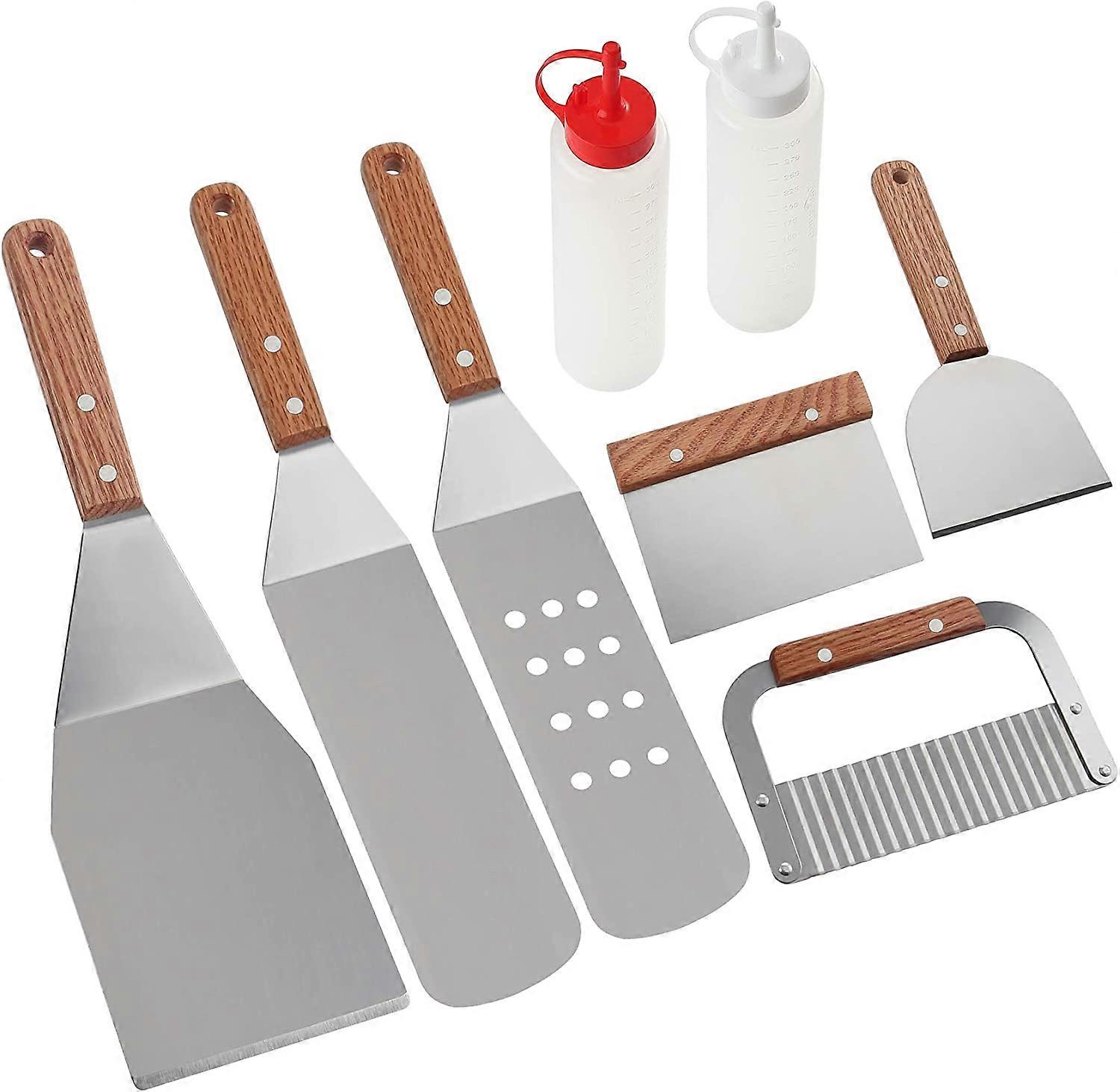 Kit di accessori per barbecue da 8 pezzi - Spatole per barbecue professionali in acciaio inossidabile per impieghi gravosi