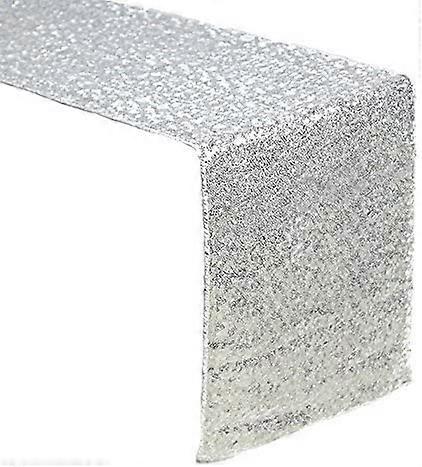 Sequin Table Runners SILVER-12X108in Glitter SILVER Table Runner