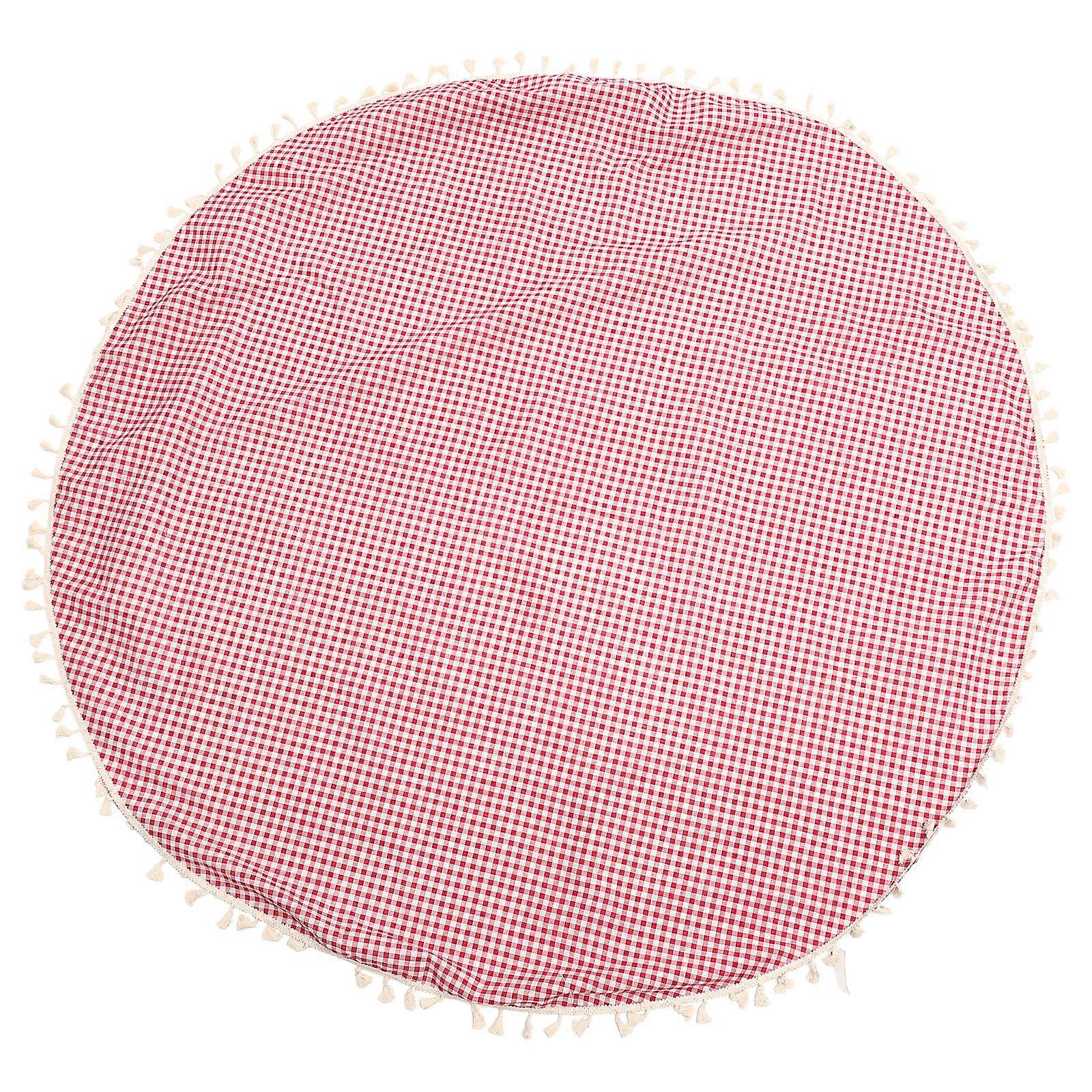 Decorative Checkered Tablecloth Round Tablecloth Dining Room Table Cover With Tassel