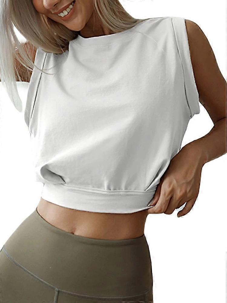 Crop Top Cotton Shirts for Women Cute Sleeveless Yoga Tops Running