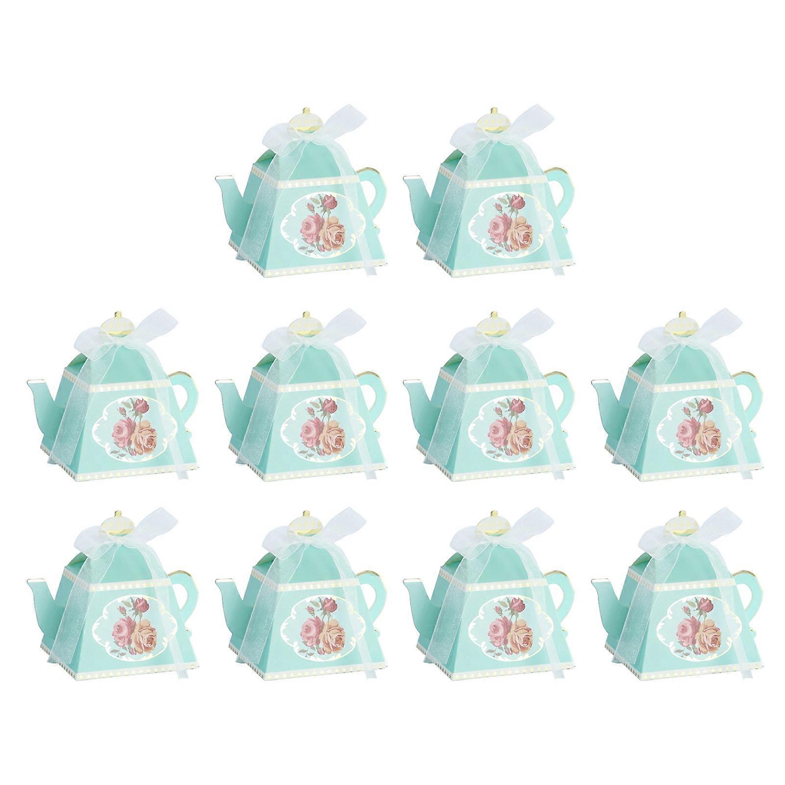 10Pcs Packaging Paper Box Smooth Edges Retro Paper Teapot Shape Vintage Candy Boxes for Party JIKAIX