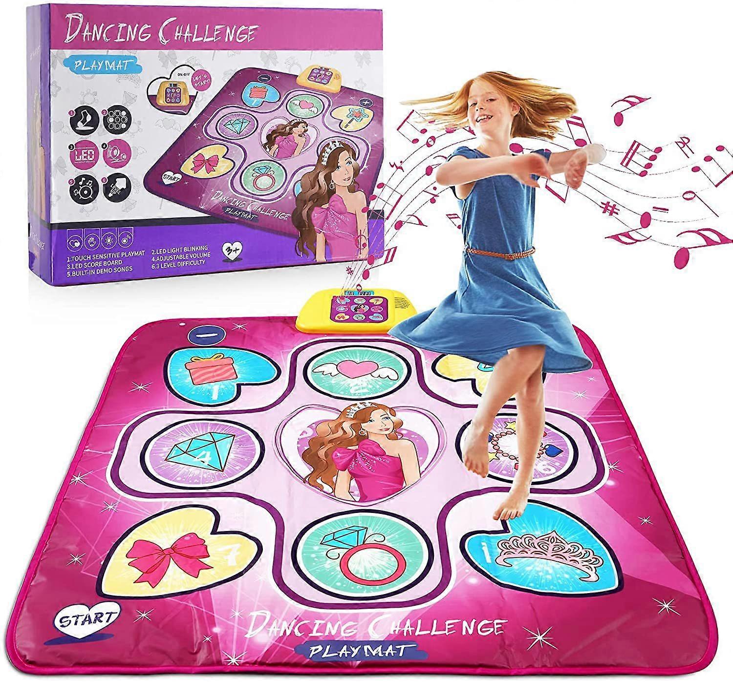 Dance Mat Toys 5 Game Modes Including 8 Challenge Levels, Built-in Music, Adjustable Volume Dance Pad For 3-10 Year Old Girls
