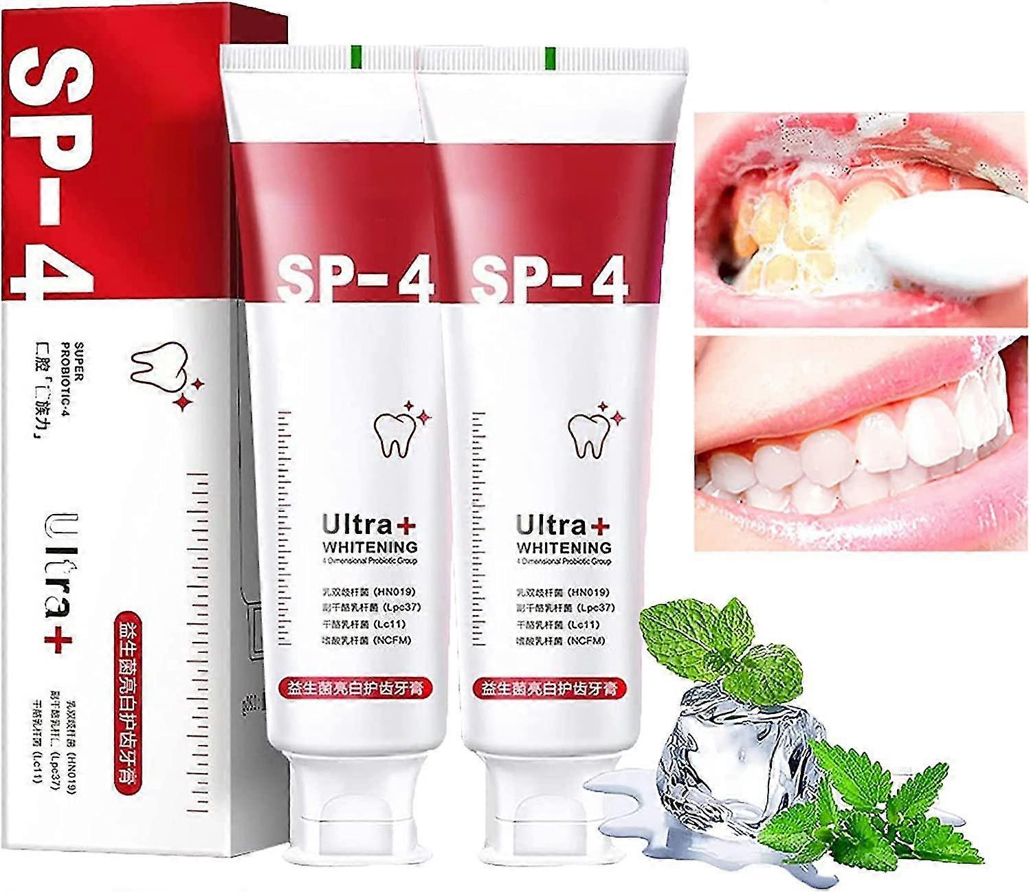 Sp-4 Probiotic Toothpaste, Sp-4 Probiotic Toothpaste Teeth Whitener Toothpaste, Sp-4 Brightening Toothpaste Fresh Breath-2pcs-Red