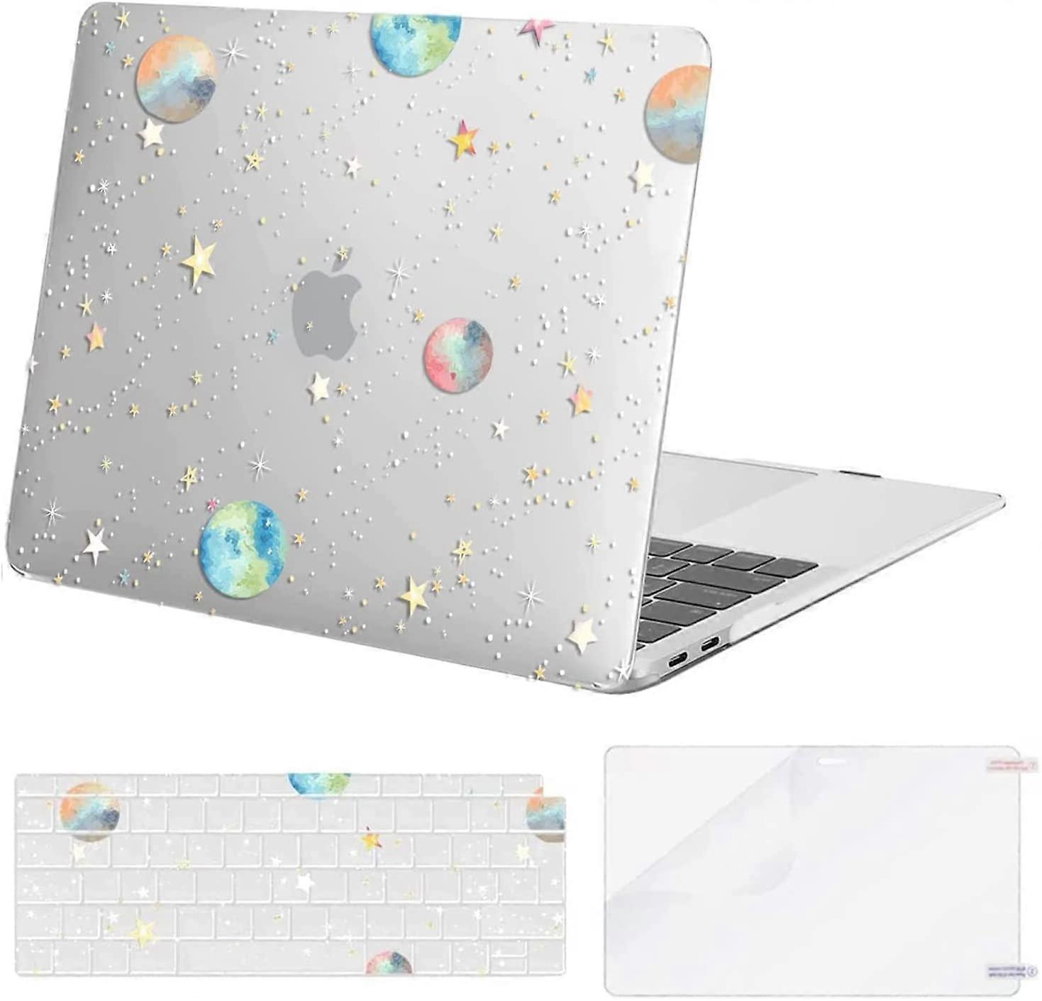 Compatibel met: MacBook Air 13 inch, Case, 2022, 2021, 2020, 2019, 2018, A2337, M1, A2179, A1932, Retina-display, Touch ID, Plastic Planeten, Sterren, Hard Shell & Keybo
