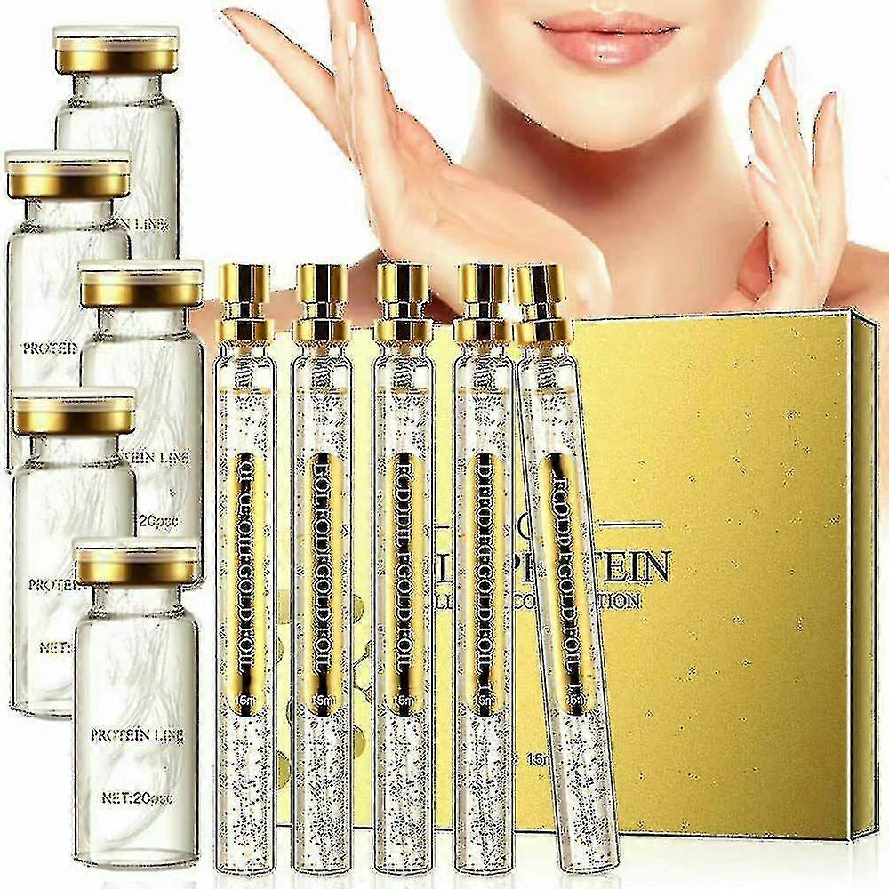 Soluble Protein Thread Lifting Set And Nano Gold Essence Combination, Collagen Fade Fine Lines Thread Lift