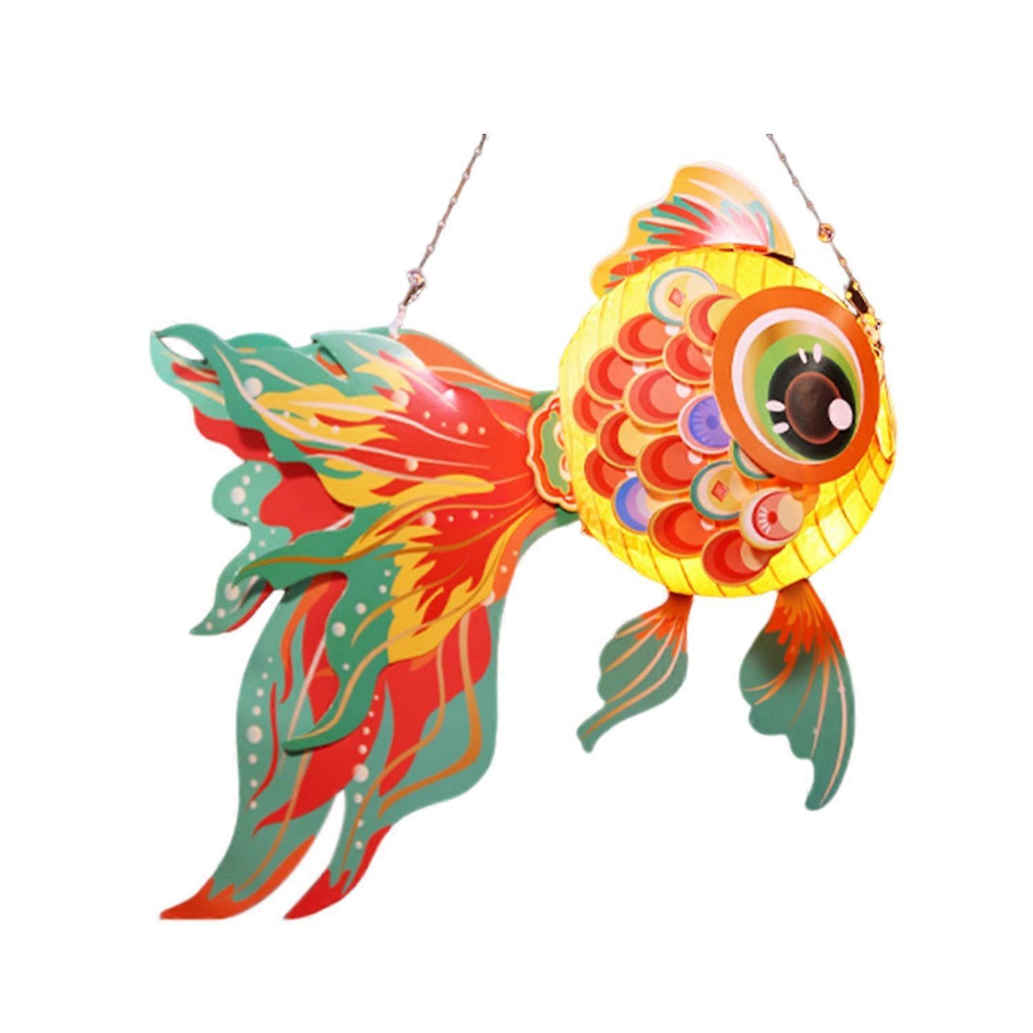 Goldfish Lantern DIY Assembly Handheld Lantern for Kids Battery Powered Chinese Traditional Lantern
