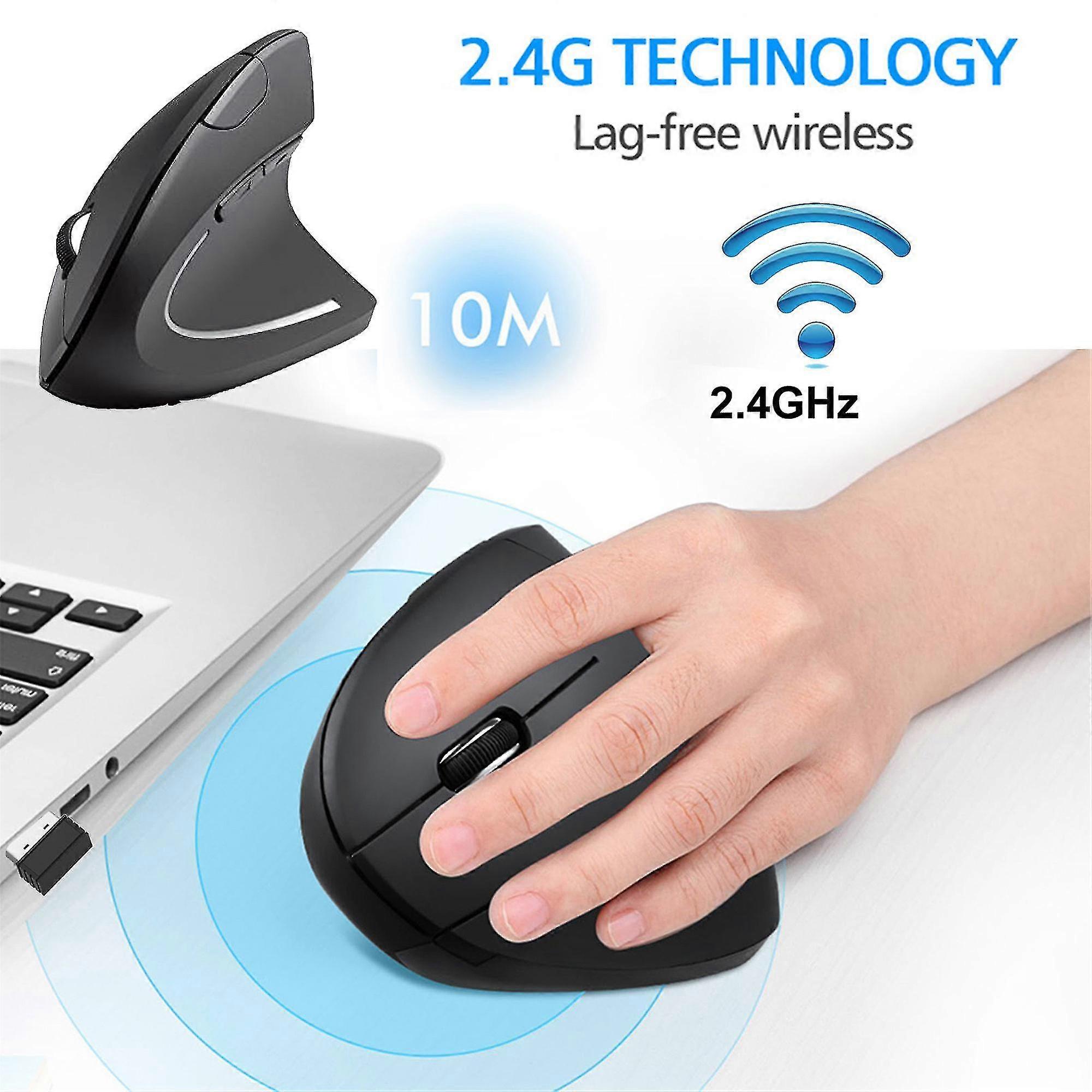 Ergonomic 2.4g Wireless Vertical Mouse Optical Mice 10m Range For Laptop Pc Notebook