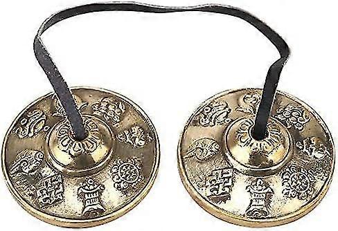 Tibetan Meditation Bell Percussion Instrument Buddhist Temple Sound Hand Carved Brass Tibetan Meditation Handcrafted Bell 2.6in / 6.5cmeight Treasures