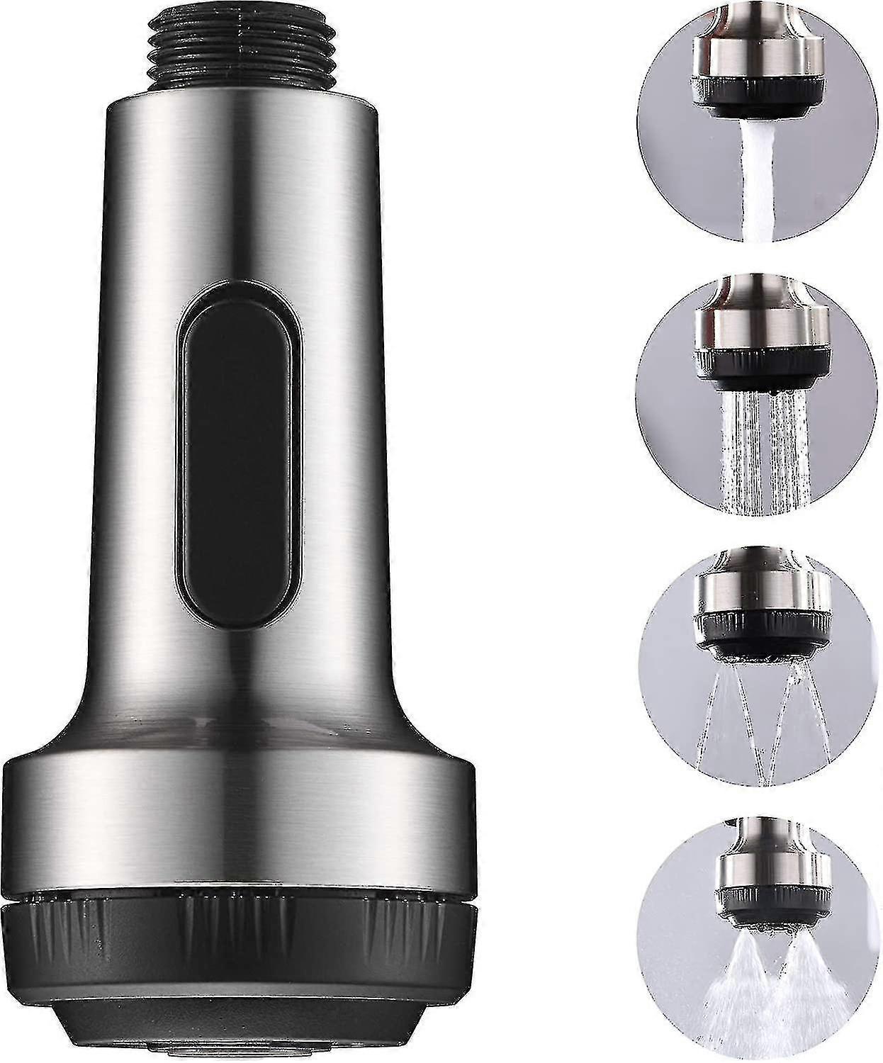 ראש ריסוס לברז מטבח נשלף, פיה מרסס מטבח בעלת 4 פונקציות, מרסס מטבח חלופי, גימור ניקל מוברש עם חיבור G1/2