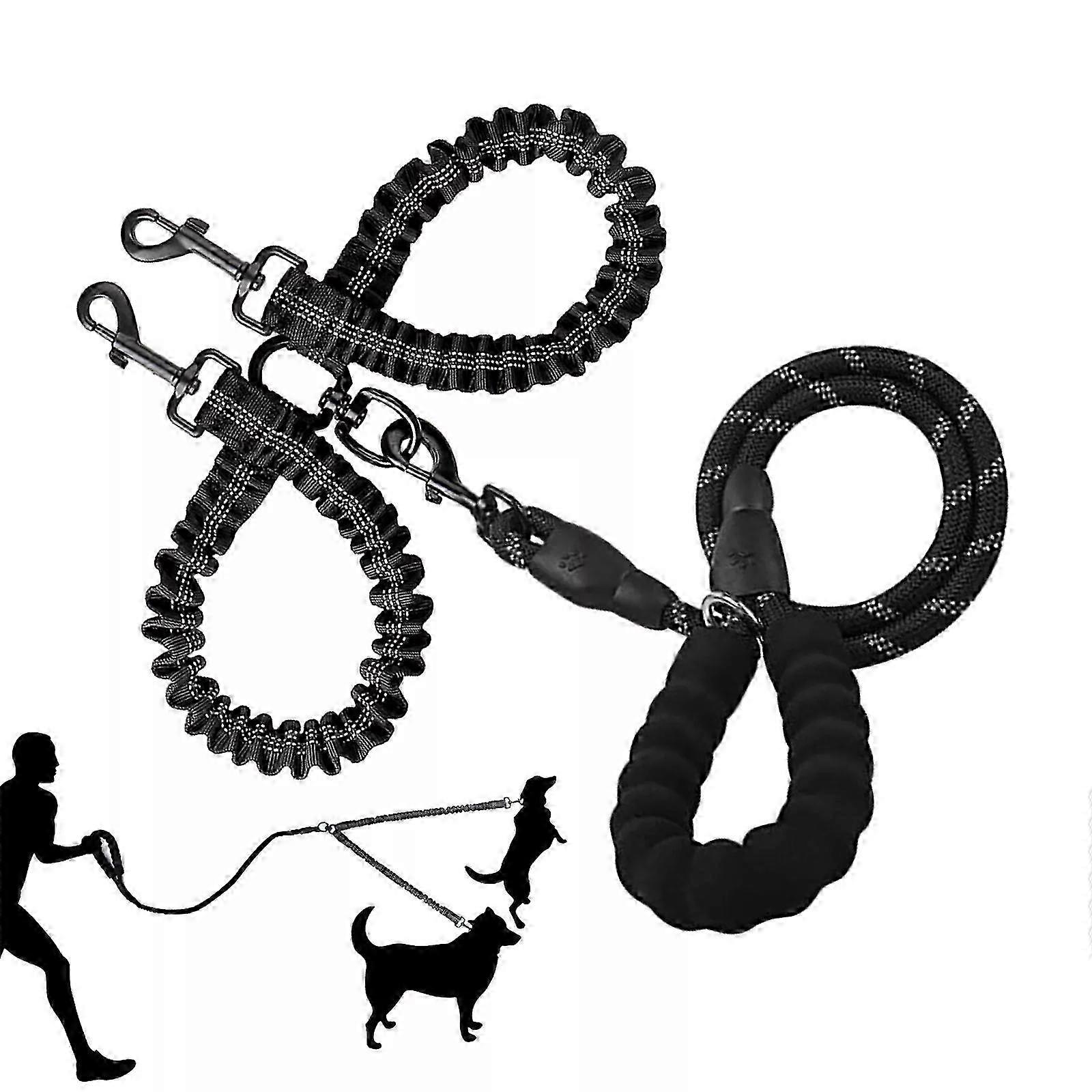 Double Lead Leash Walking Training W Soft Handle for Two Dogs No Tangle Dog