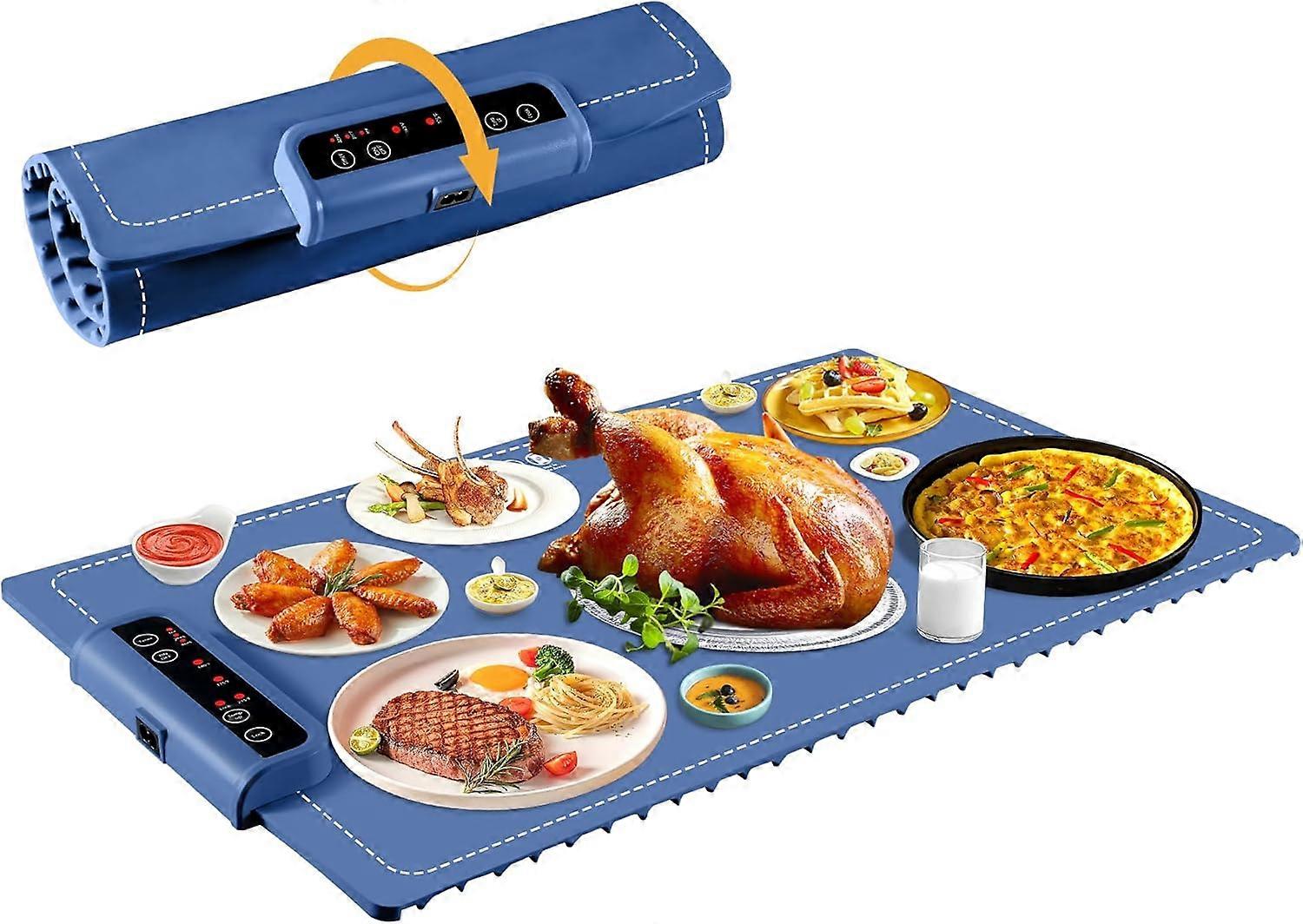 Electric Warming Tray -Portable Food WarmerTime Moders Locking Function & 3 temperature modesEasy to cleanfor Buffets Party Blue