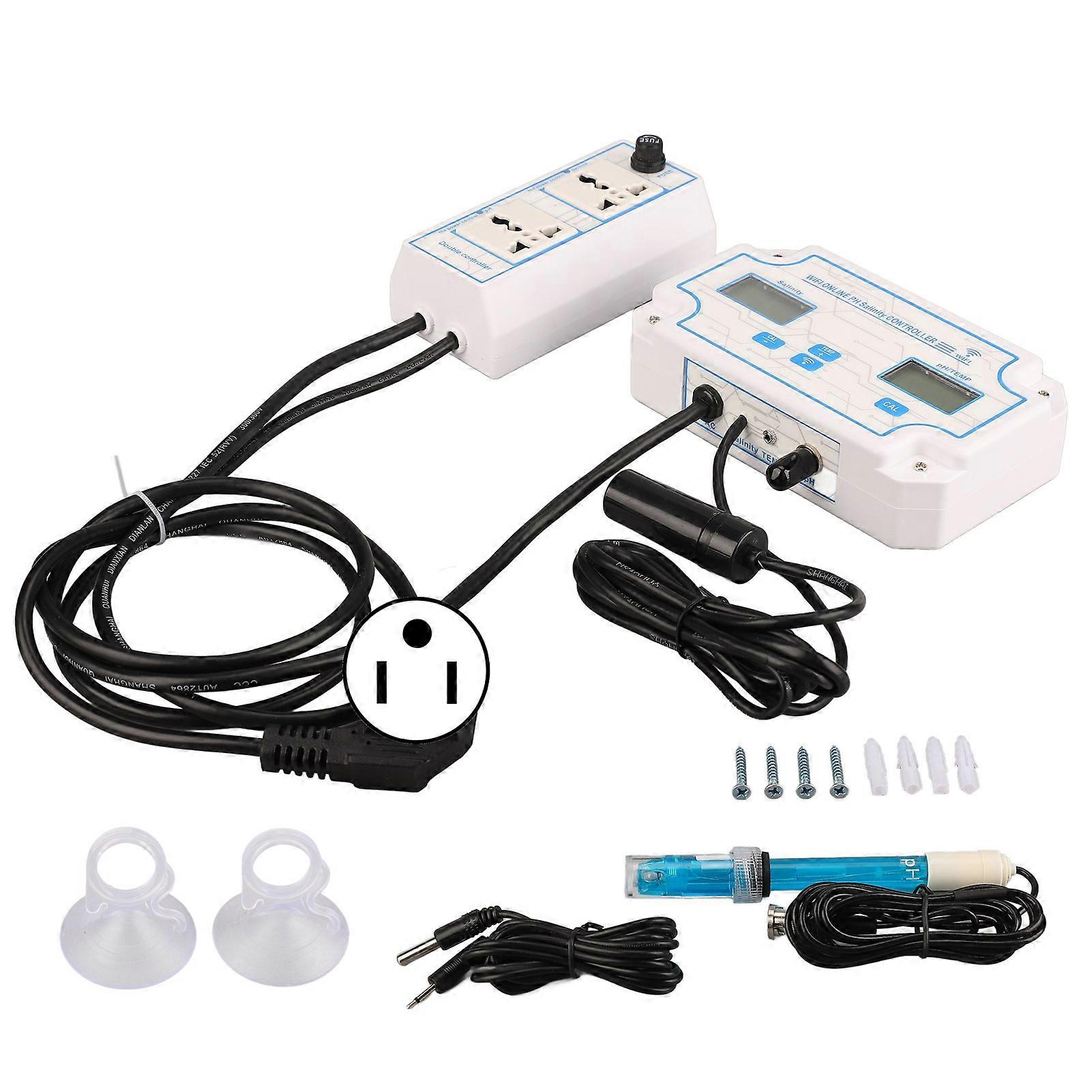 Digital Water Quality Controller Water Temperature PH Salinity Meter with Wireless APP WIFI Function US Plug 110V