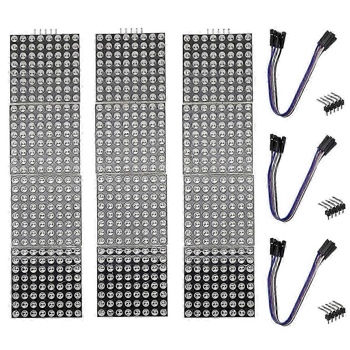 32X8 Dot Matrix LED Display Module 4 in 1 Common Cathode MCU Control with 5Pin Wire for (Multicolor)