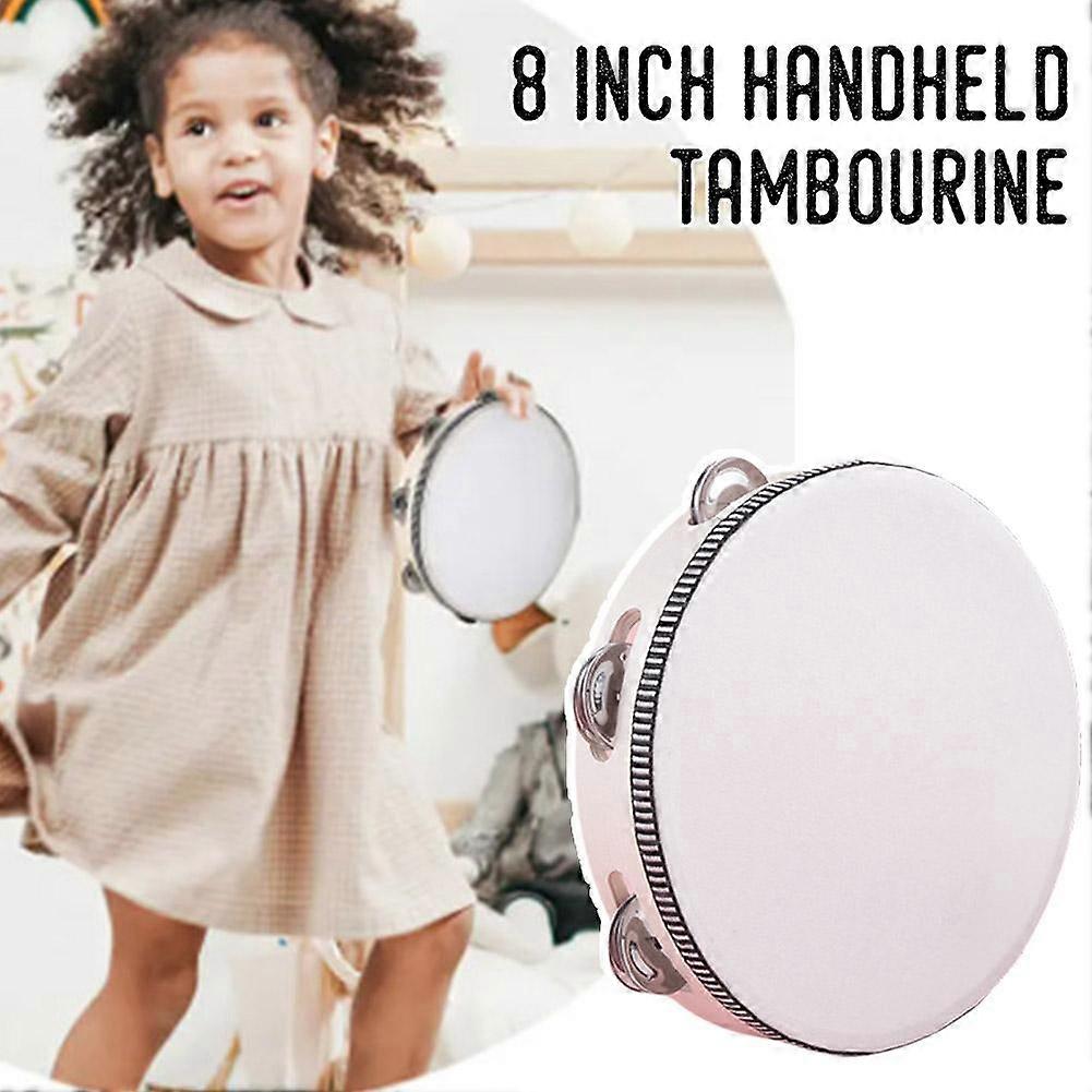 8-inch Birch Handheld Tambourine Drum Round Percussion Add Fun to Party
