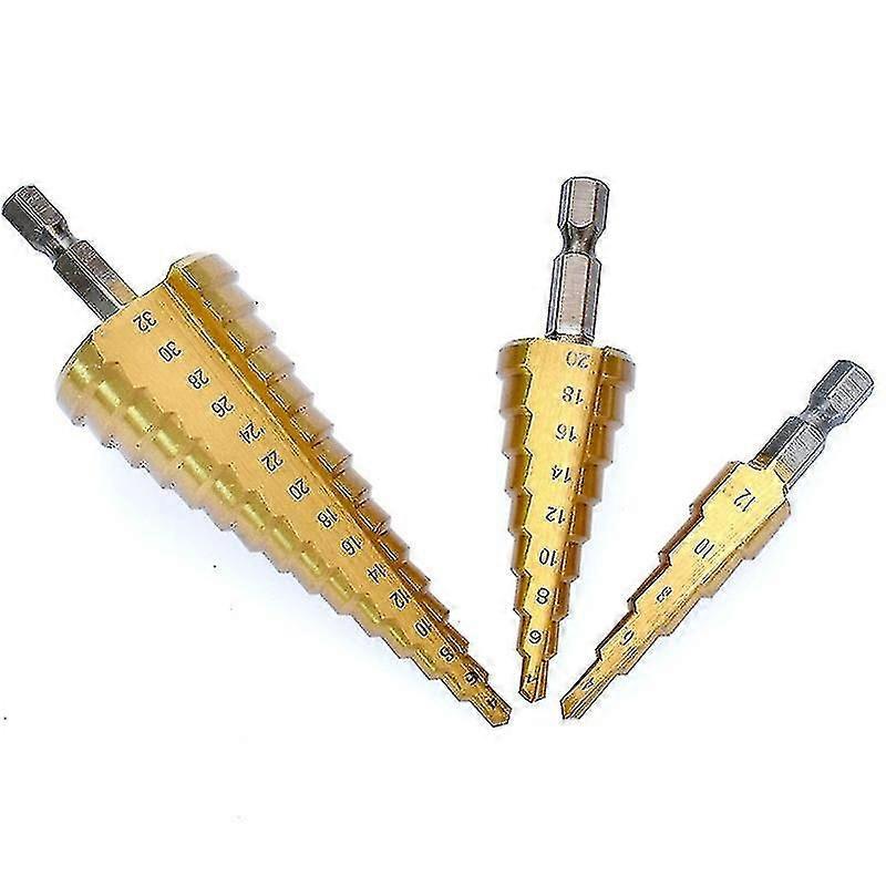 3 Pcs Step Bits, Tapered Bits, 4-12 4-20 4-32mm Reaming Step Bits
