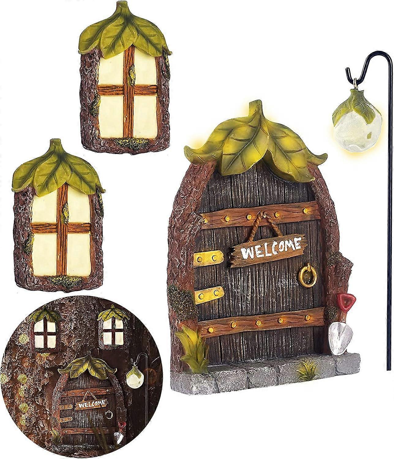 Sculpture Miniature Gnome House, Glow in The Dark, Garden Art Sculpture for Outdoor Decor